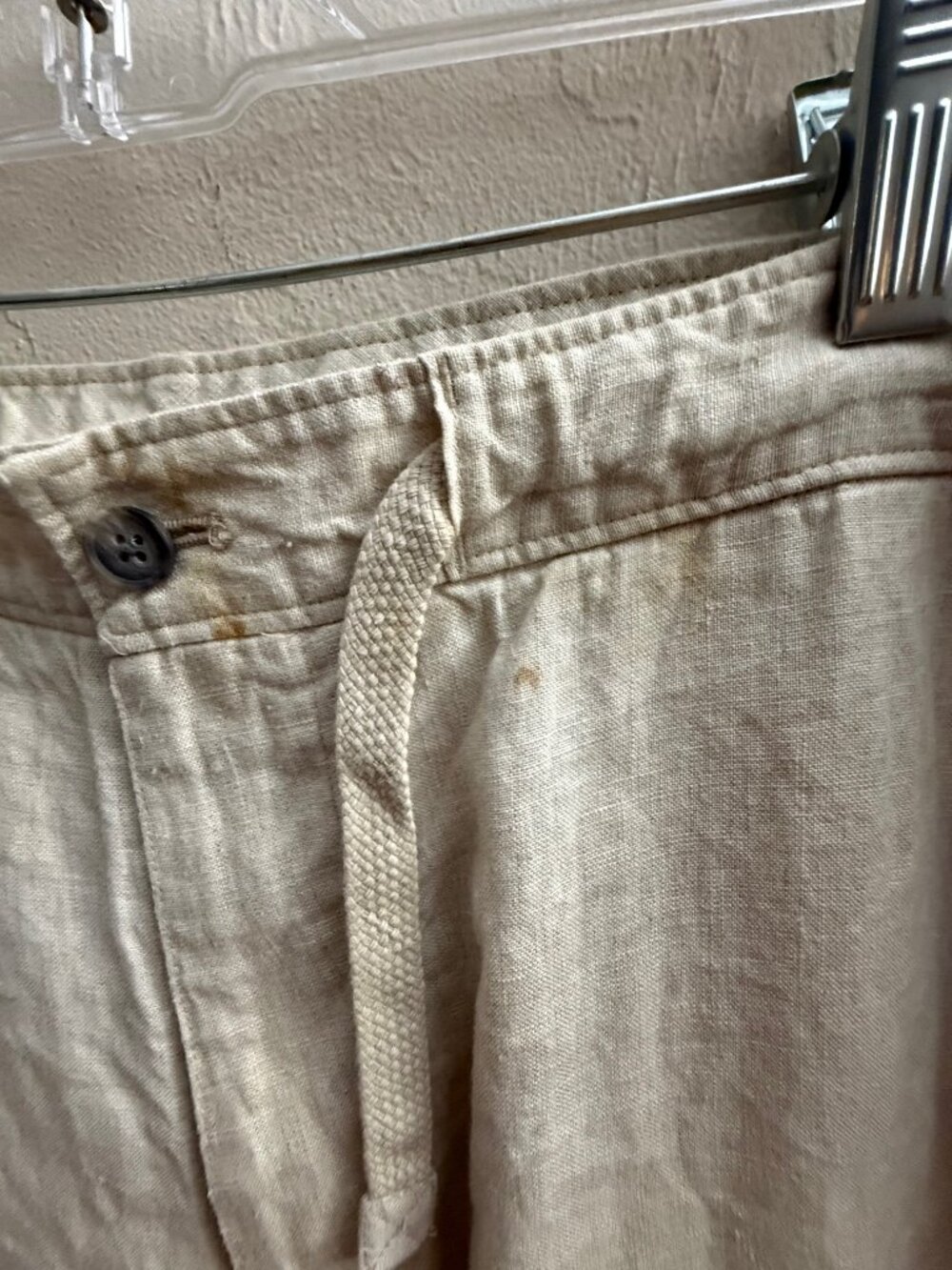 Tasso Elba Mens Linen Drawstring Casual Trouser Pants, Beige - Picture 5 of 9